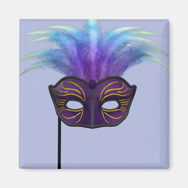 Imán Máscara de Carnaval de Purpura Disfrazada Arte de  (Frente)
