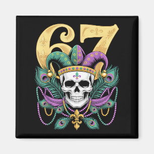 Imán Máscara de Carnaval Mardi Gras Jester Skull 67 Fie