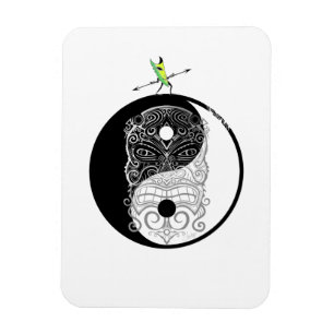 Imán Máscara de guerrero de Yin Yang Tiki