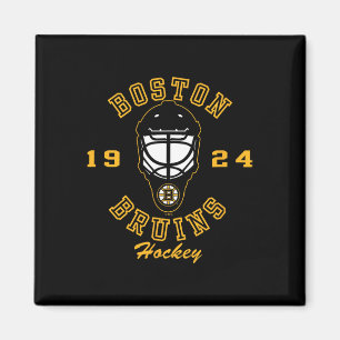 Imán Máscara de hockey de Boston Bruins negra con licen