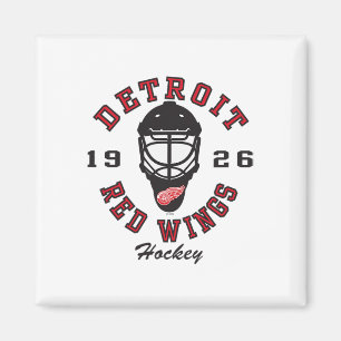 Imán Máscara de Hockey Detroit Red Wings Blanca Oficial