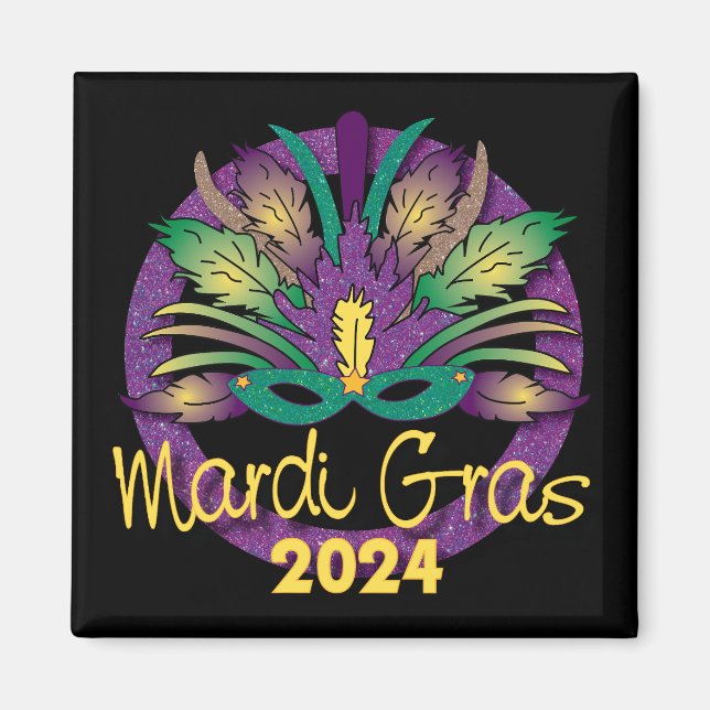 Imán Máscara de Mardi Gras - 2024 (Frente)