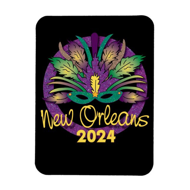 Imán Máscara de Mardi Gras - 2024 - Nueva Orleans (Vertical)