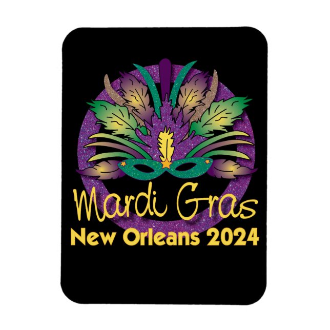 Imán Máscara de Mardi Gras - 2024 - Nueva Orleans (Vertical)