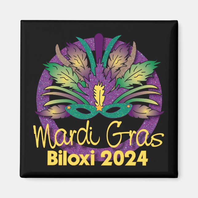 Imán Máscara de Mardi Gras Magnet - 2024 - Biloxi, MS (Frente)