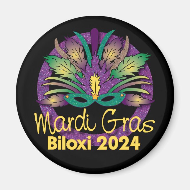 Imán Máscara de Mardi Gras Magnet - 2024 - Biloxi, MS (Frente)