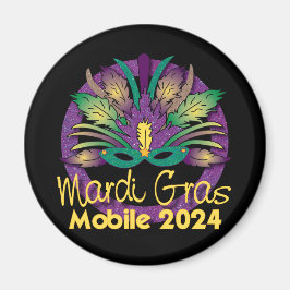 Imán Máscara de Mardi Gras Magnet - 2024 - Móvil, AL