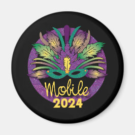 Imán Máscara de Mardi Gras Magnet - 2024 - Móvil, AL