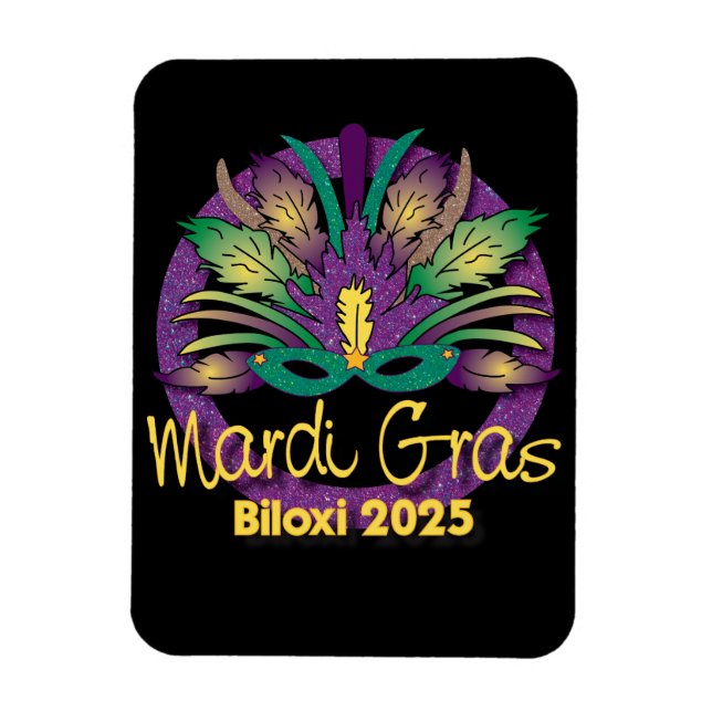 Imán Máscara de Mardi Gras Magnet - 2025 - Biloxi, MS (Vertical)