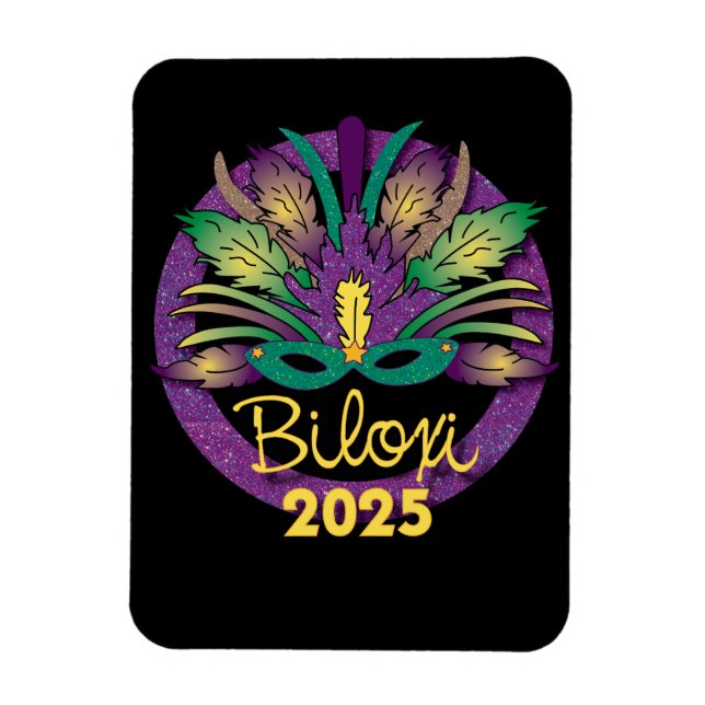 Imán Máscara de Mardi Gras Magnet - 2025 - Biloxi, MS (Vertical)