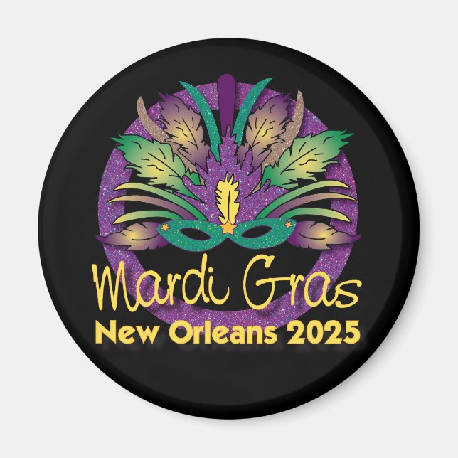 Imán Máscara de Mardi Gras Magnet - 2025 - Nueva Orlean (Frente)