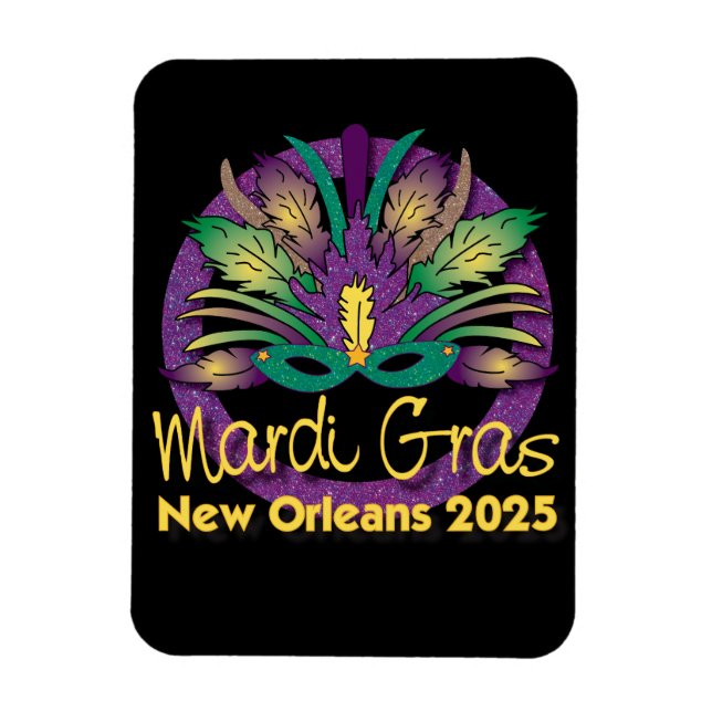 Imán Máscara de Mardi Gras Magnet - 2025 - Nueva Orlean (Vertical)