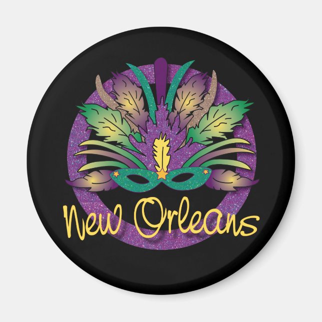 Imán Máscara de Mardi Gras Magnet - Nueva Orleans, LA (Frente)