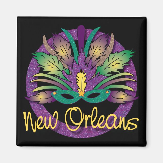 Imán Máscara de Mardi Gras Magnet - Nueva Orleans, LA (Frente)