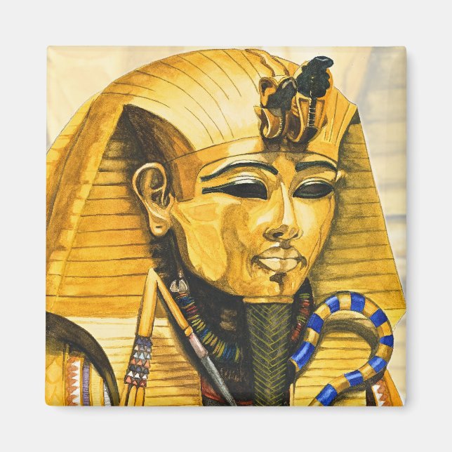 Imán Máscara de oro de Toutankhamon acuarela (Frente)