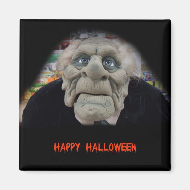 Imán Máscara de viejo con fondo negro (Frente)