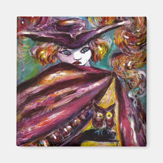 Imán Máscara desconocida/misteriosa con tricornio y búh (Frente)