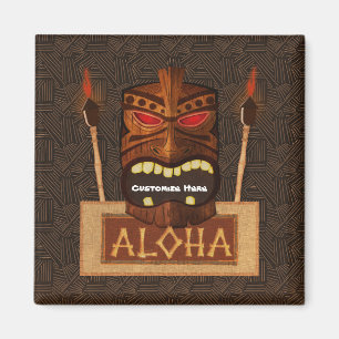 Imán Máscara Tiki de Madera Vintage Retro ALOHA Hawaian