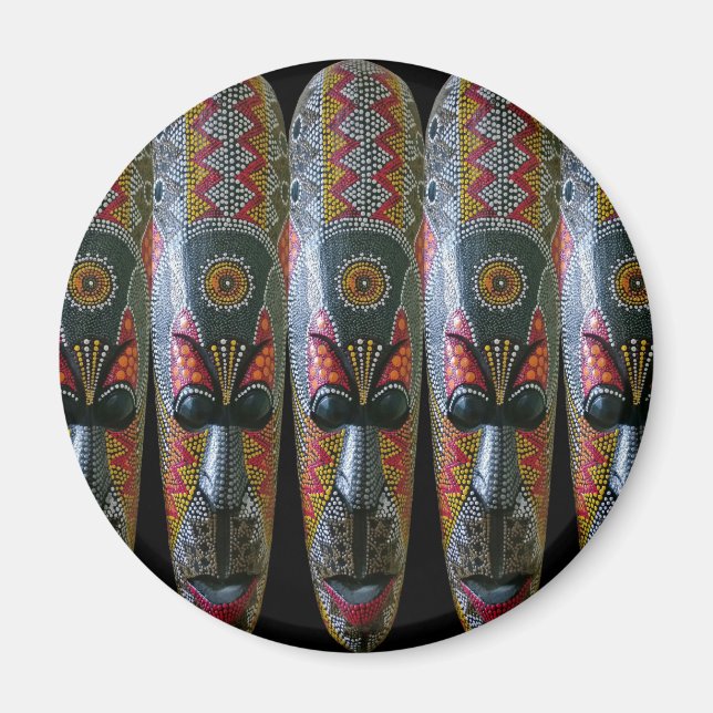 Imán Máscara tribal africana pintada a mano (Frente)