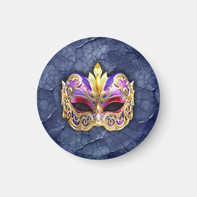 Imán Máscara veneciana decorativa sobre la Marina negra (Frente)