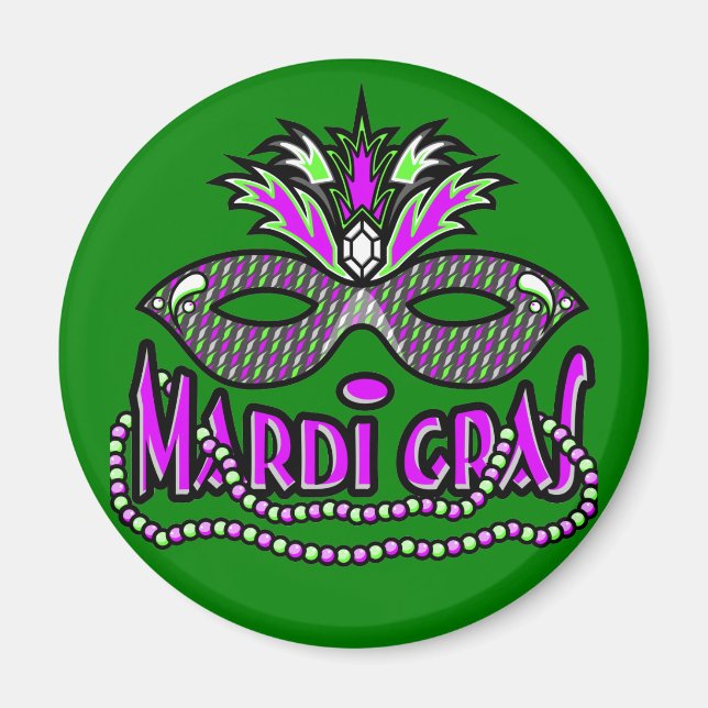Imán Máscara y perlas de KRW Mardi Gras (Frente)