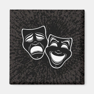 Imán Máscaras de Comedia y Tragedia en Blanco y Negro I