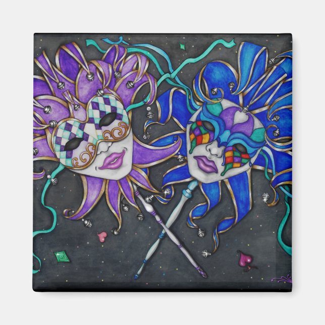 Imán Máscaras de Jester de Comedia/Tragedia (Frente)