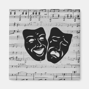 Imán Máscaras de música y teatro de plata
