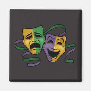 Imán Máscaras teatrales festivas de Mardi Gras felices