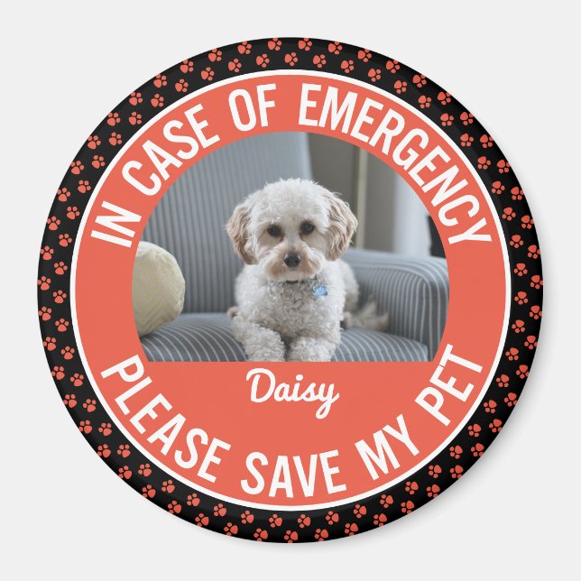 Imán Mascota Alerta de seguridad Foto y Responsable de  (Frente)