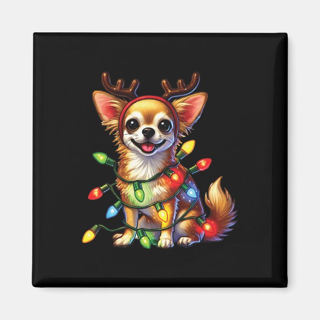 Imán Mascota amante de los animales Chihuahua Perro ren (Frente)