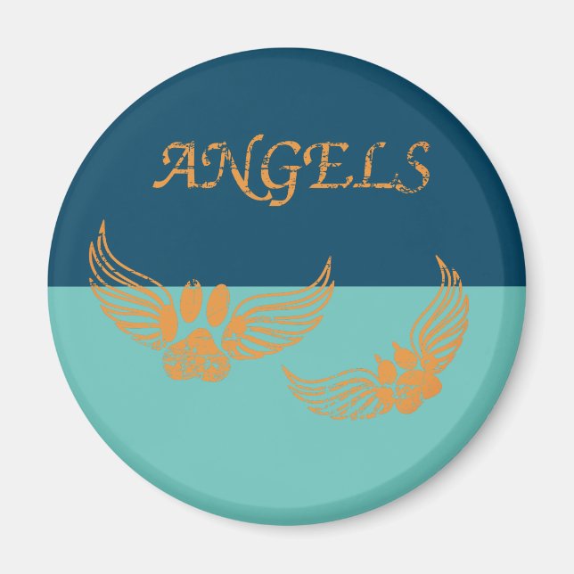 Imán Mascota Ángel Con Problemas En Azul (Frente)