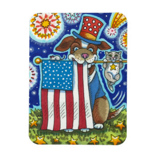 IMÁN MASCOTA DE BANDERA PATRIOTA PERRO GATO MOUSE, DIVE