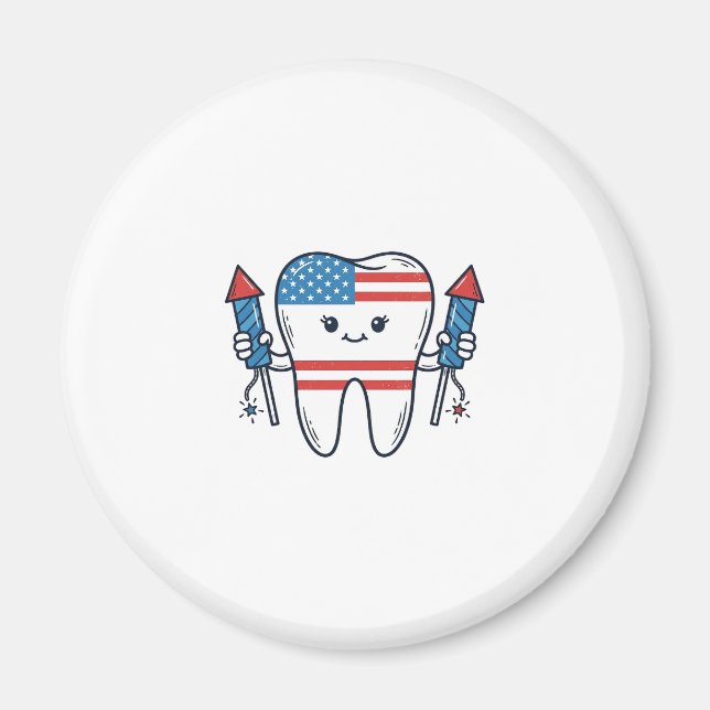 Imán Mascota de diente patriótico Diseño de vector de f (Frente)