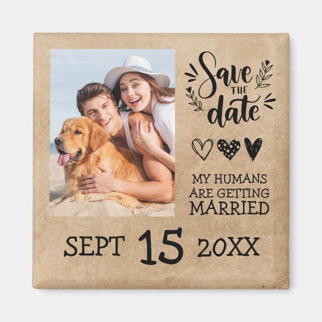 Imán Mascota de perro personalizado foto Rustic Salva a (Frente)