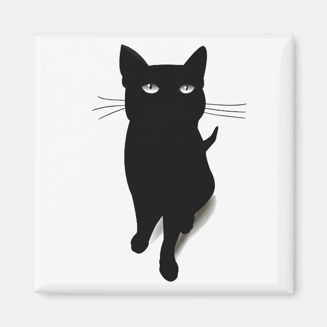 Imán Mascota felino del vector del gato negro del gato  (Frente)