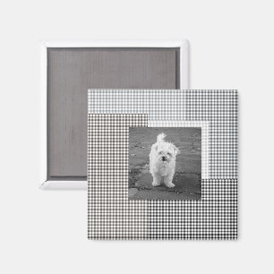 Imán Mascota FOTO Classic Gingham Patrones de moda neut