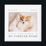 Imán Mascota Primera Navidad En La Moda Moderna De Fore<br><div class="desc">El diseño está compuesto por una tipografía moderna de moda con fuentes sans serif y serif. Añada una foto personalizado de un mascota adoptado y del año.</div>