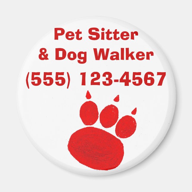 Imán Mascota Sitter y Perro Walker Paw Print (Frente)