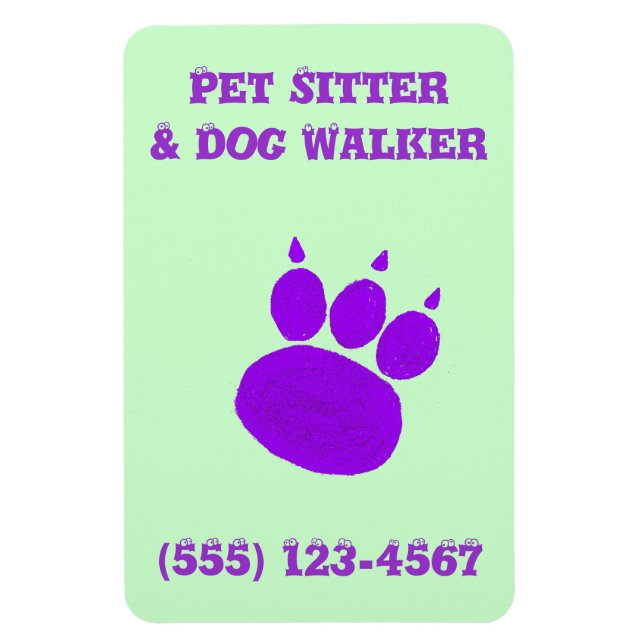 Imán Mascota Sitter y Perro Walker Paw Print (Vertical)