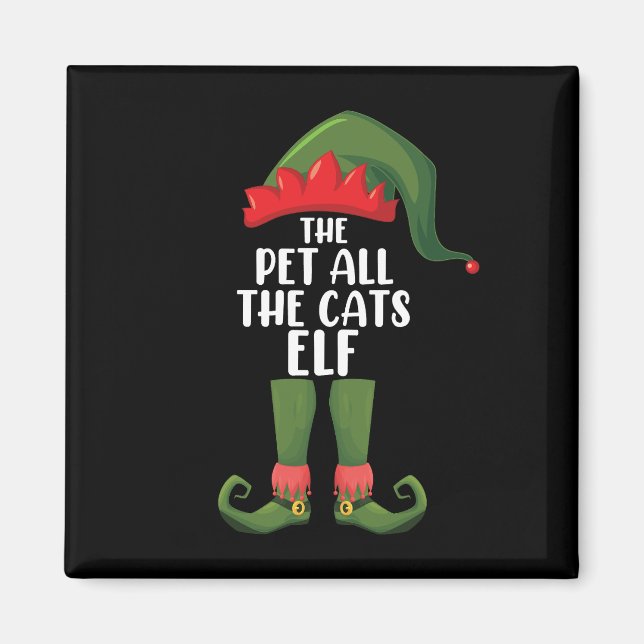 Imán Mascota Todos los gatos Elf Navidades familiares c (Frente)
