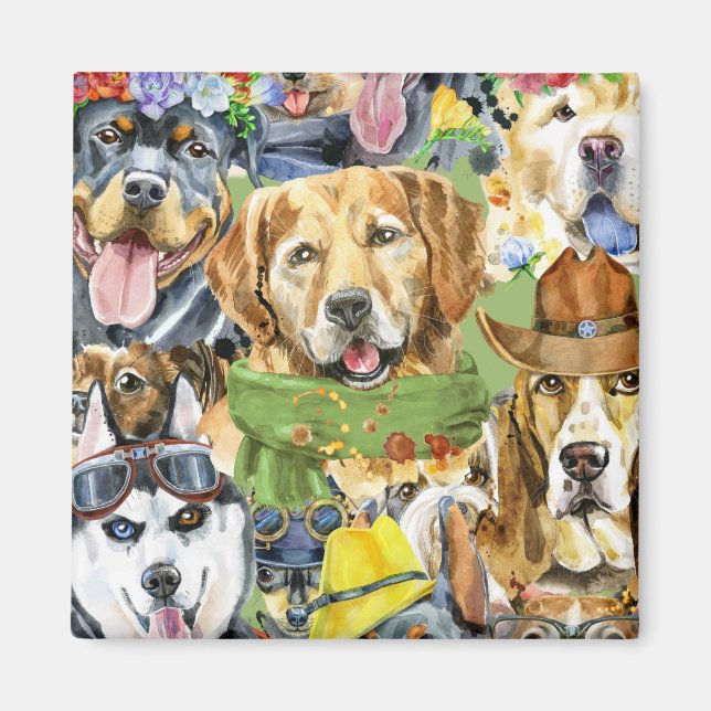 Imán Mascotas de patrones Perros animales amantes (Frente)