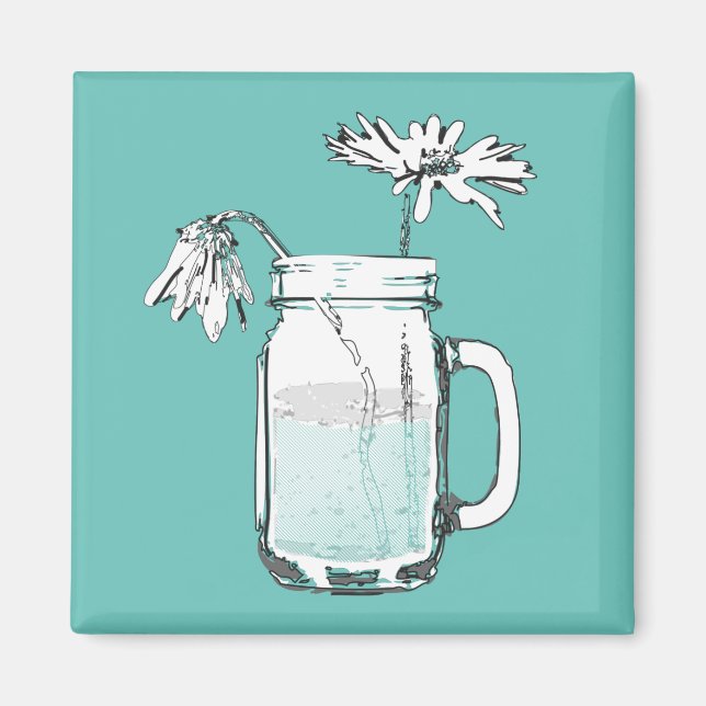 Imán mason jar daisies (Frente)