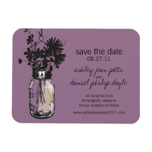 Imán Mason Jar & Wildflowers Salven la fecha