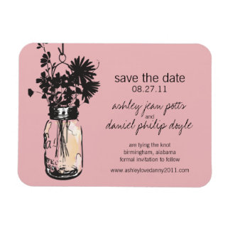 Imán Mason Jar & Wildflowers Salven la fecha