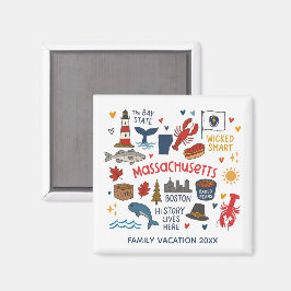 Imán Massachusetts Family Trip Keepsake Custom