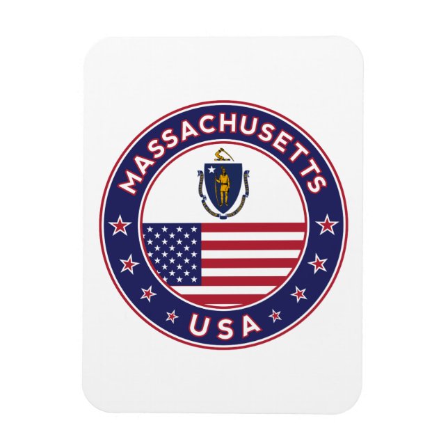 Imán Massachusetts, pegatina de Massachusetts, estuche  (Vertical)
