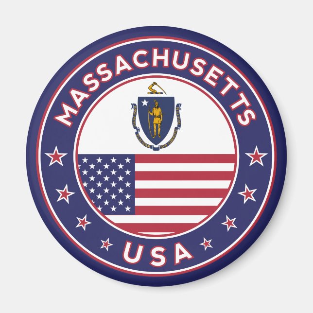 Imán Massachusetts, pegatina de Massachusetts, estuche  (Frente)