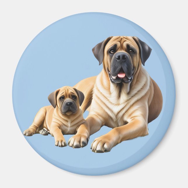 Imán Mastiff englische Dogge mit Kind im Urlaub (Frente)