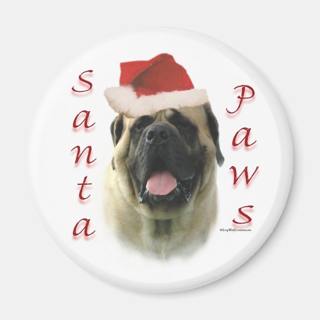 Imán Mastiff (fawn) Santa Paws (Frente)